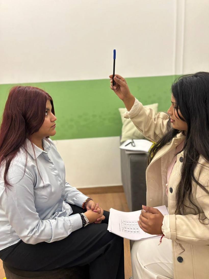 A student practising an induction