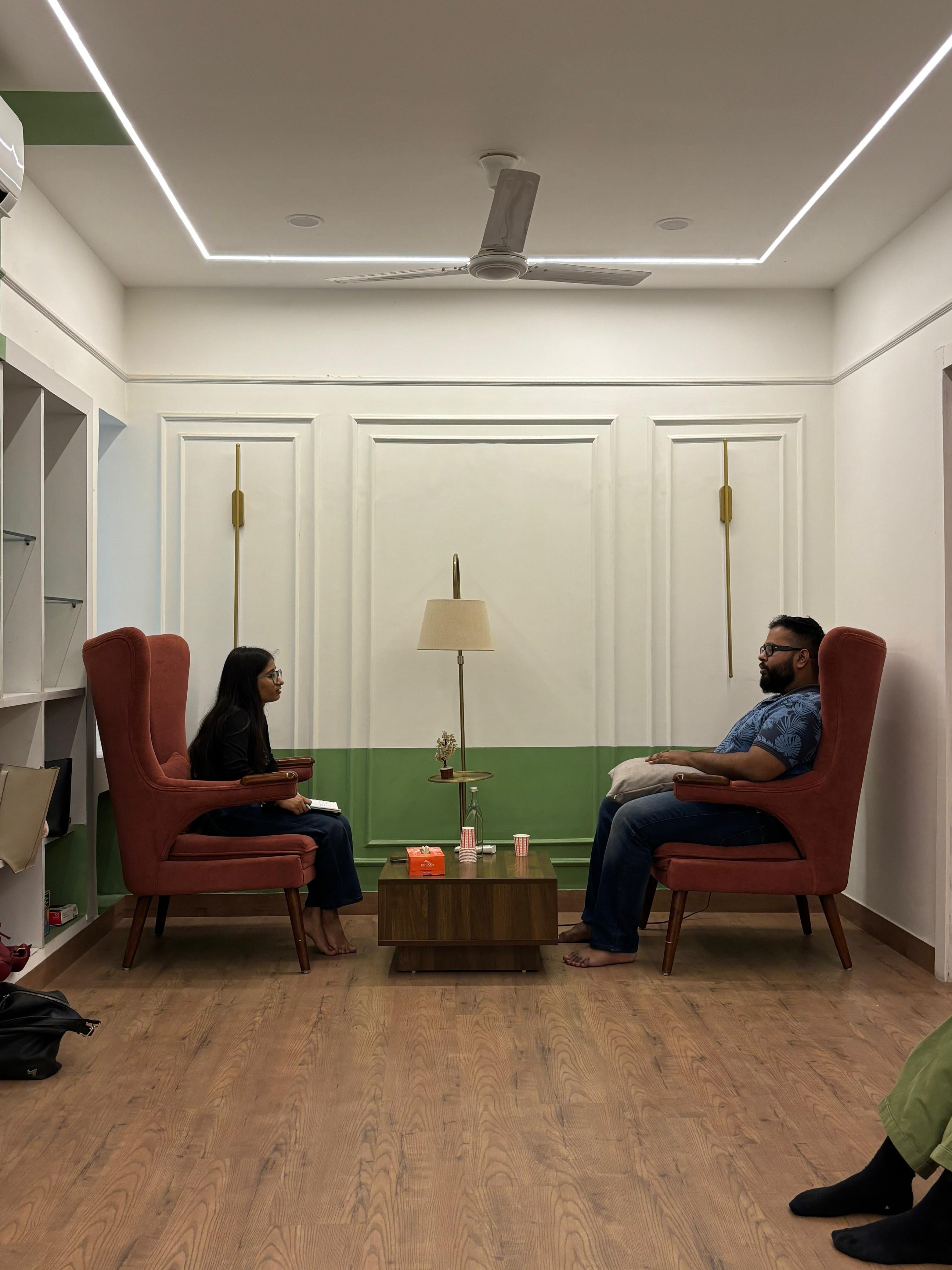 Mock session in armchairs