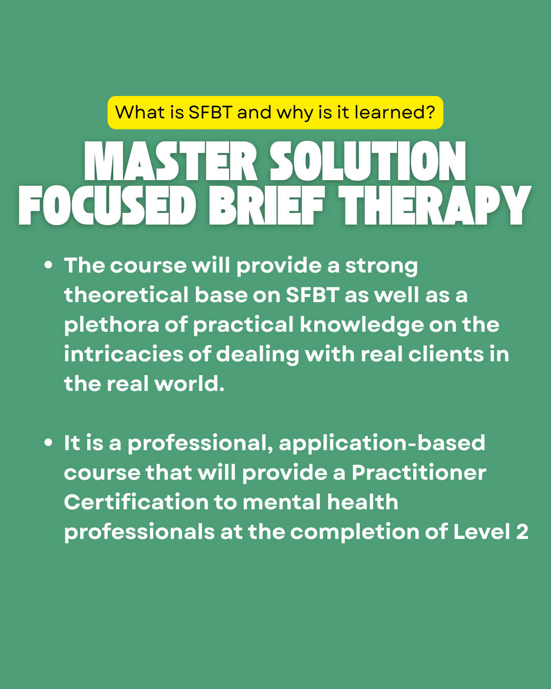 Solution Focused Brief Therapy Course