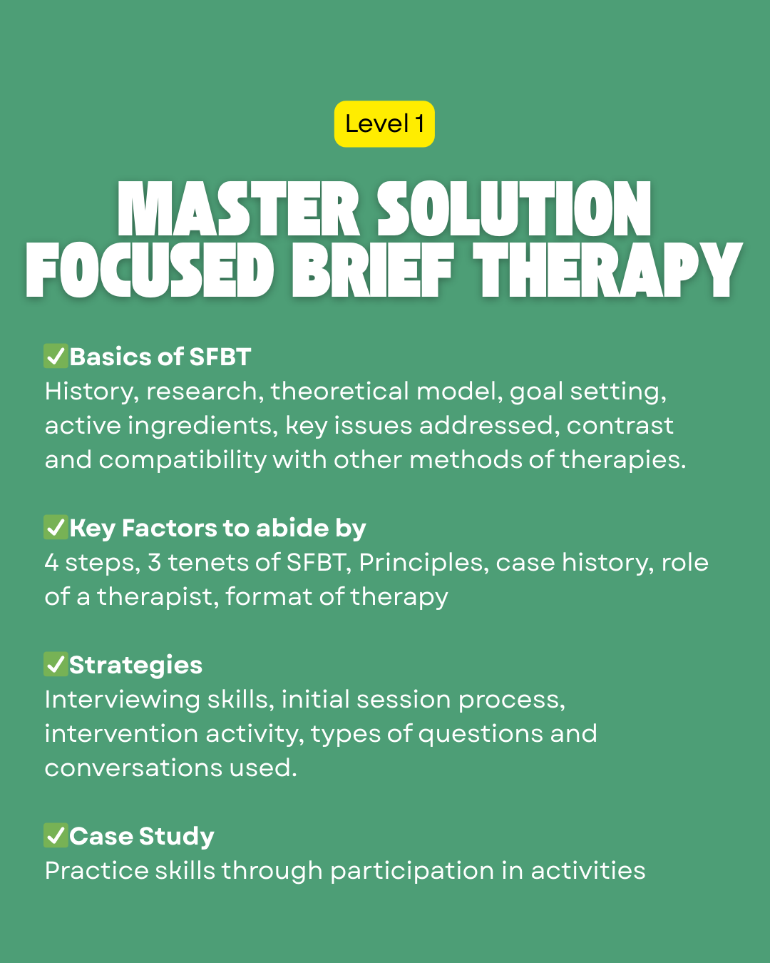 Solution Focused Brief Therapy Course