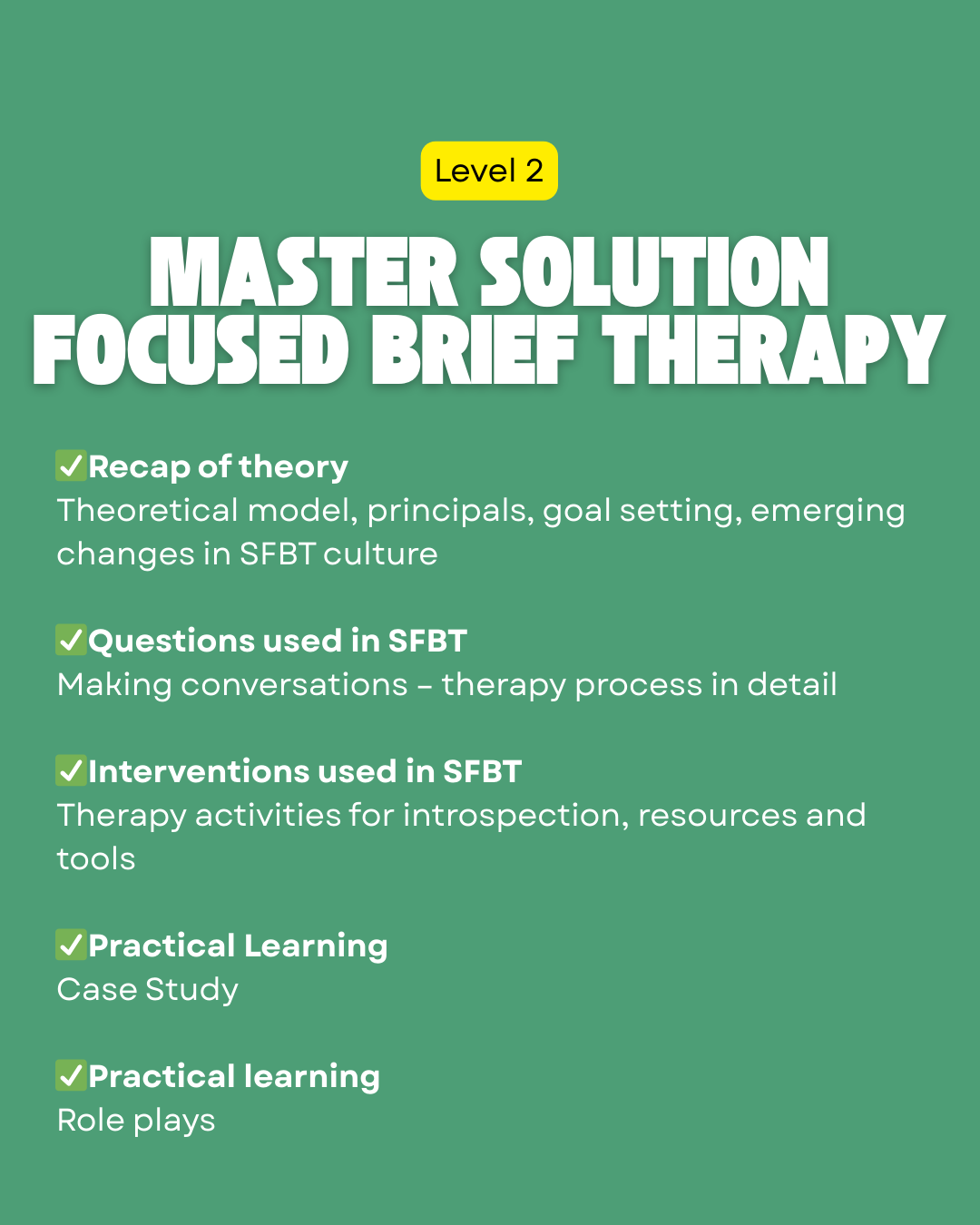 Solution Focused Brief Therapy Course