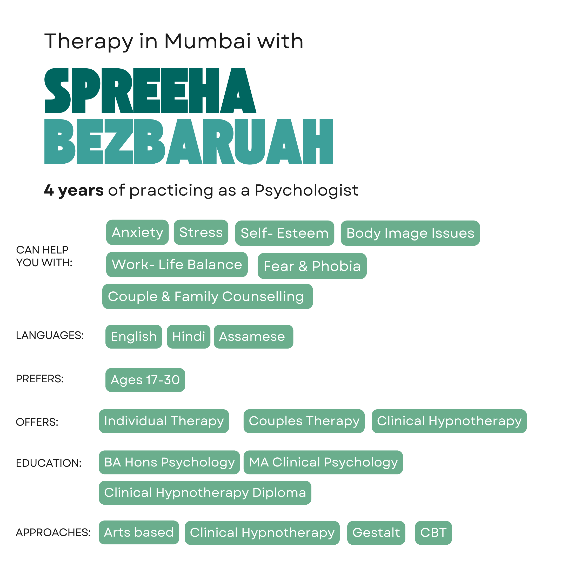 Therapy in Mumbai with Spreeha Bezbaruah