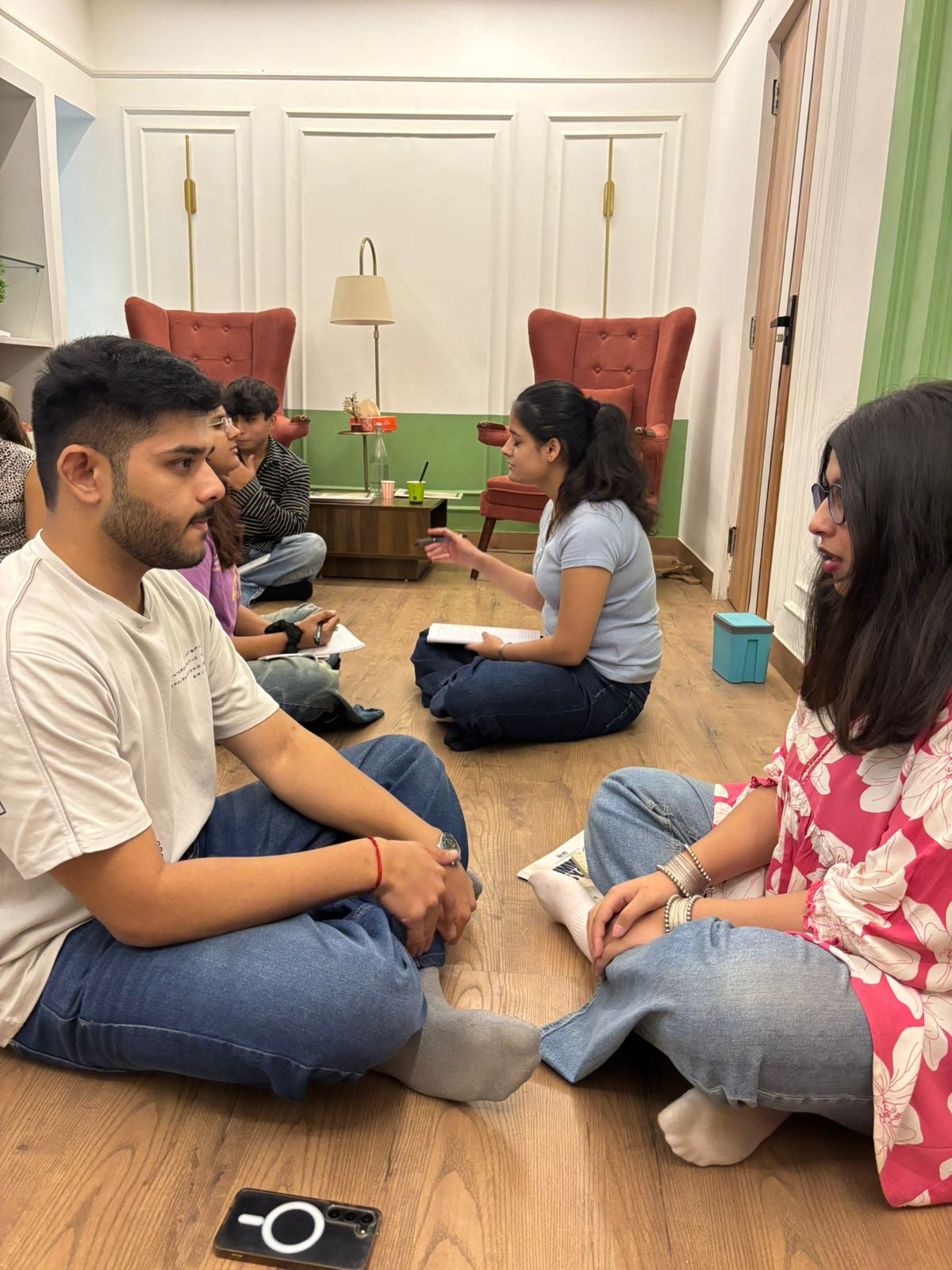 Peer practice on the floor