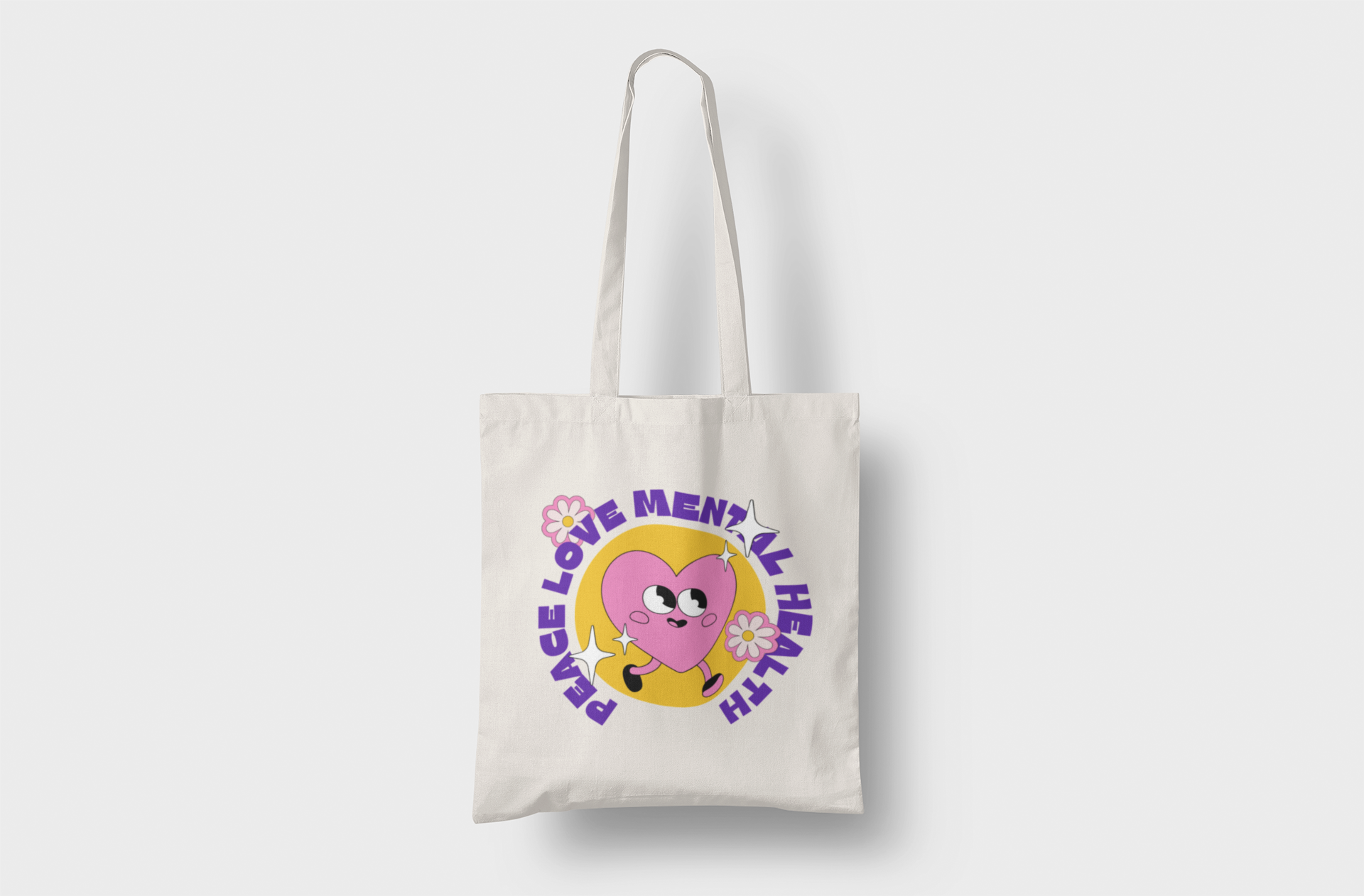 Peace Love and Mental Health Tote Bag